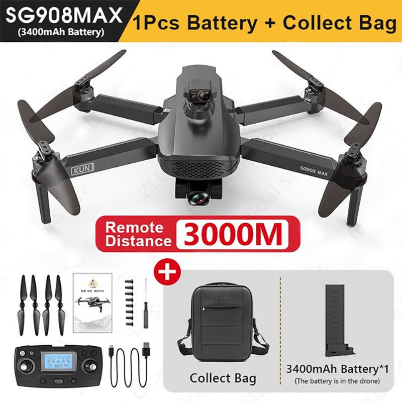 4K Drone 3-Axis Gimbal Camera ZLL SG908 MAX 3KM FPV Brushless GPS 5G WIFI Professional Quadcopter