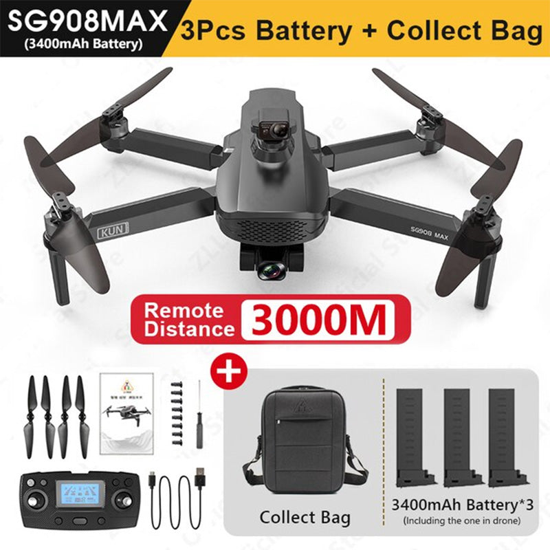 4K Drone 3-Axis Gimbal Camera ZLL SG908 MAX 3KM FPV Brushless GPS 5G WIFI Professional Quadcopter