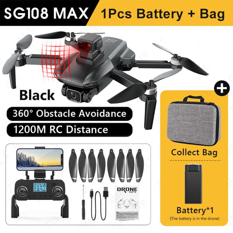 4K Drone ZLL SG108 MAX 360° Obstacle Avoidance GPS 5G WIFI Brushless Foldable Quadcopter