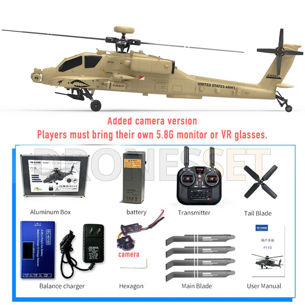 YUXIANG F11H Apache Helicopter GPS Altitude Hold Optical Flow Positioning Radar Brushless 3D Stunt Intelligent RC Helicopter