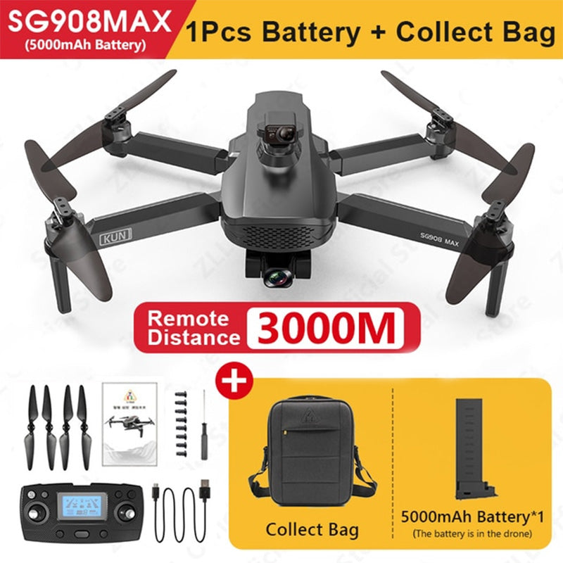 4K Drone 3-Axis Gimbal Camera ZLL SG908 MAX 3KM FPV Brushless GPS 5G WIFI Professional Quadcopter