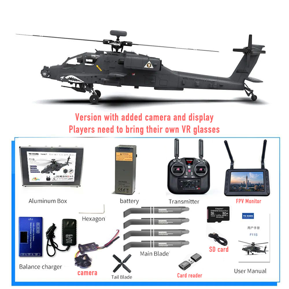 YUXIANG F11S Apache Helicopter GPS Altitude Hold Optical Flow Positioning Radar Brushless 3D Stunt 1:32 Scale Intelligent Version Helicopter