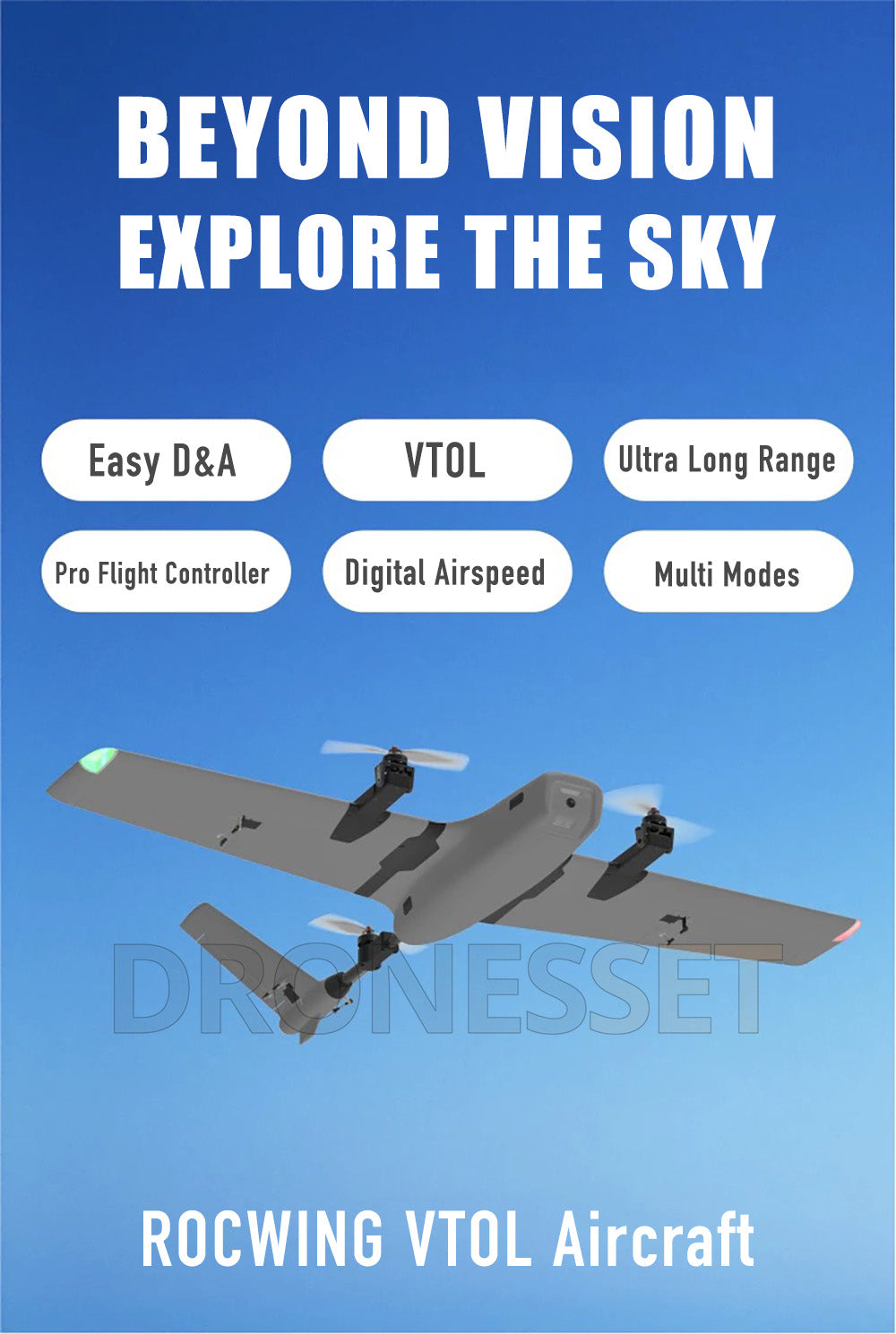 AFModel ROCWING VTOL Drone 3-axis FPV Fixed-wing Airplane UAV Model Airplane Reconnaissance Airplane