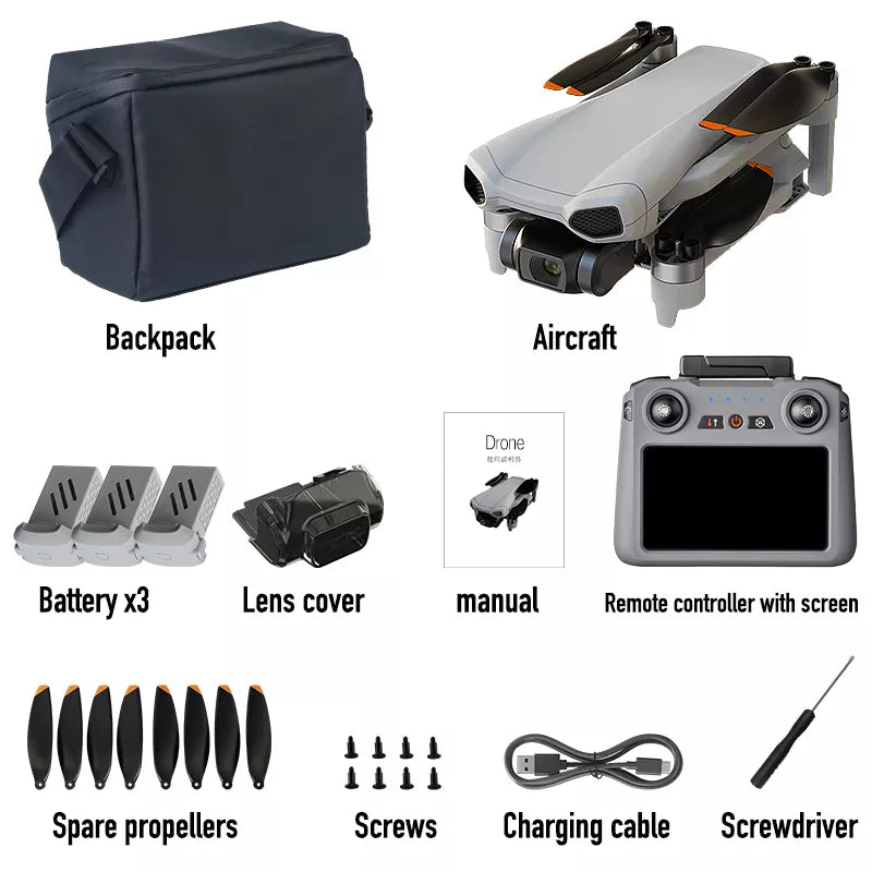 XIL 017 4K Drone 249g with Screen Remote Control 3-Axis Gimbal Anti-shake HD Aerial Photography GPS Quadcopter