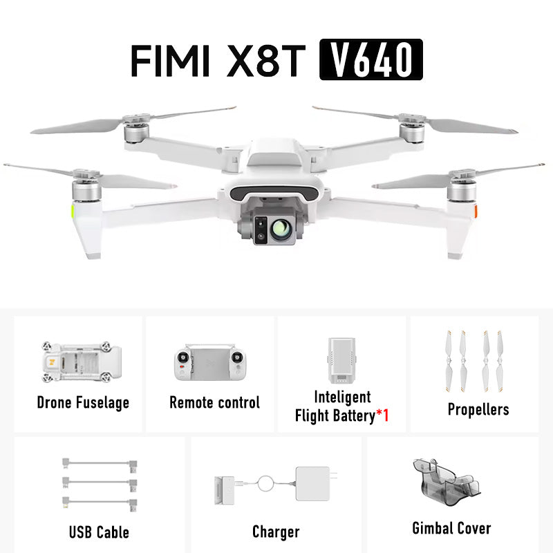 FIMI X8T 4K Drone Lnfrared Thermal Imaging Lens 3-Camera gimbal system RokLink 5.0 20KM Transmission GPS Quadcopter