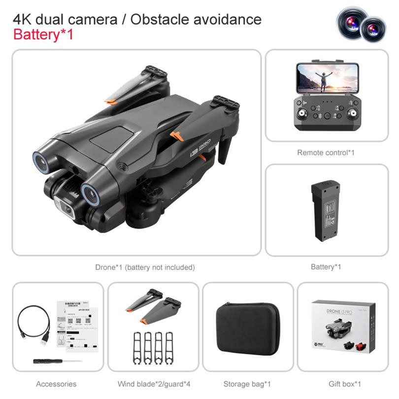 New Drone 4k Hd Dual Camera i3 Pro Obstacle Avoidance Optical Flow Quadcopter Toys