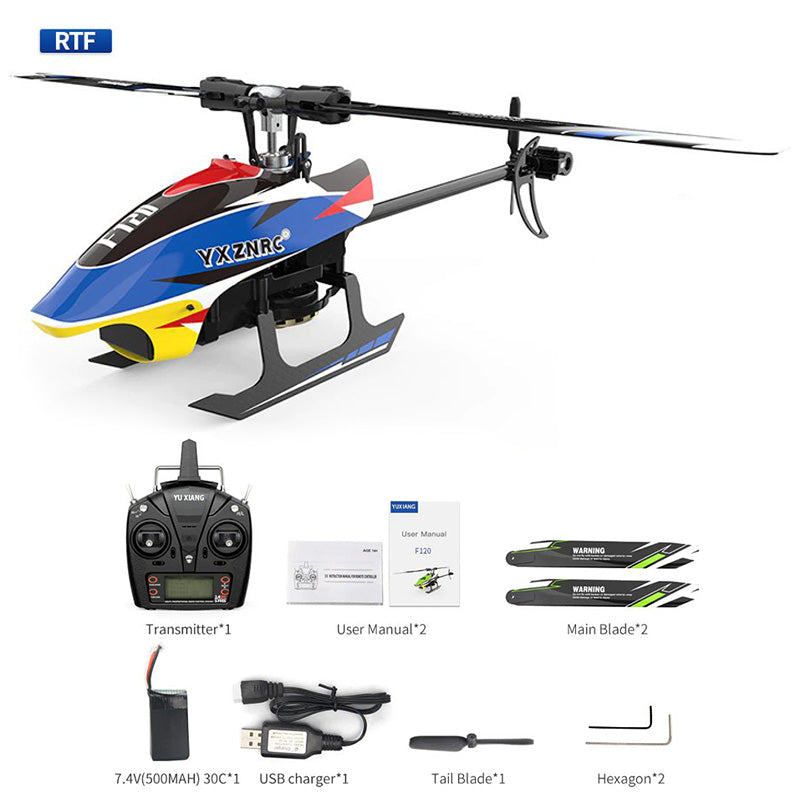 RC Helicopter YUXIANG F120 2.4G 6CH 3D/6G Brushless Direct Drive Flybarless Compatible with FUTABA S-FHSS