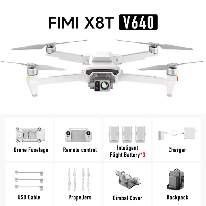 FIMI X8T 4K Drone Lnfrared Thermal Imaging Lens 3-Camera gimbal system RokLink 5.0 20KM Transmission GPS Quadcopter